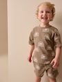 Brown Sun Short Sleeve All-Over Print T-Shirt and Shorts Set (3mths-7yrs) - Size 3-6 Months (62-68cm)