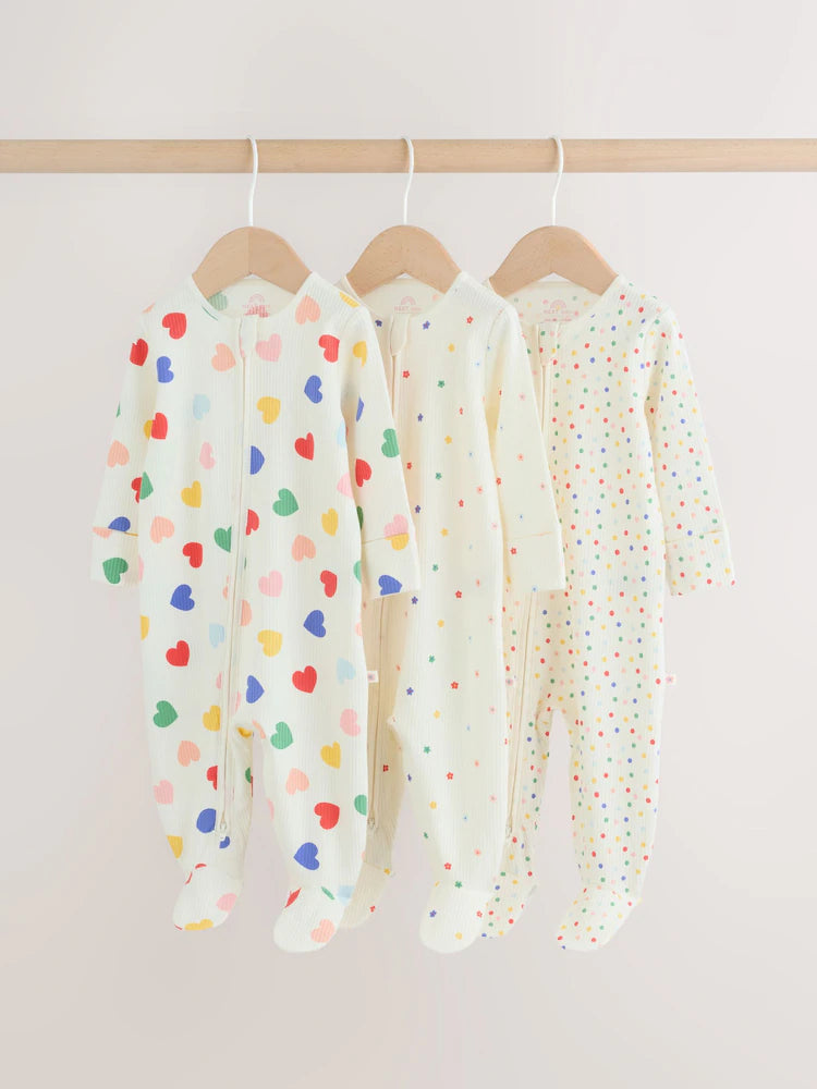 Blue/White Baby Sleepsuits 3 Pack (0mths-2yrs)