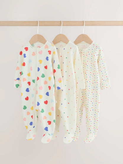 Blue/White Baby Sleepsuits 3 Pack (0mths-2yrs)