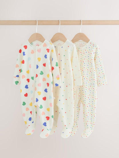 Blue/White Sleepsuits 3 Pack (0mths-2yrs)