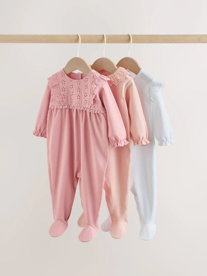 Pink Baby Sleepsuits 3 Pack (0mths-2yrs)