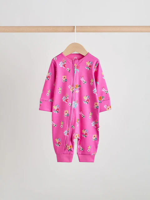Bright Two Way Zip Baby Sleepsuits 3 Pack (0mths-3yrs)