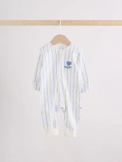 Blue Baby Sleepsuits 3 Pack (0mths-3yrs)