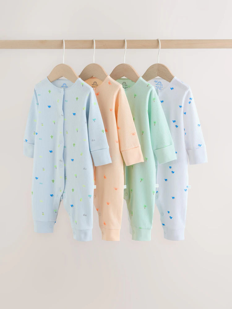 Multi Print Baby Sleepsuits 4 Pack (0mths-3yrs)