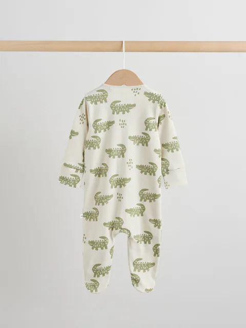 Multi Safari Two Way Zip Baby Sleepsuits 3 Pack (0mths-2yrs)