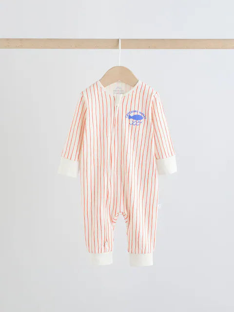 Blue Nautical Two Way Zip Baby Sleepsuits 3 Pack (0mths-3yrs)