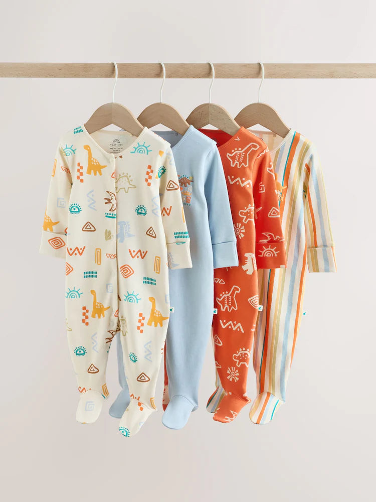 Bright Dinosaur Baby Sleepsuit 4 Pack (0mths-2yrs)