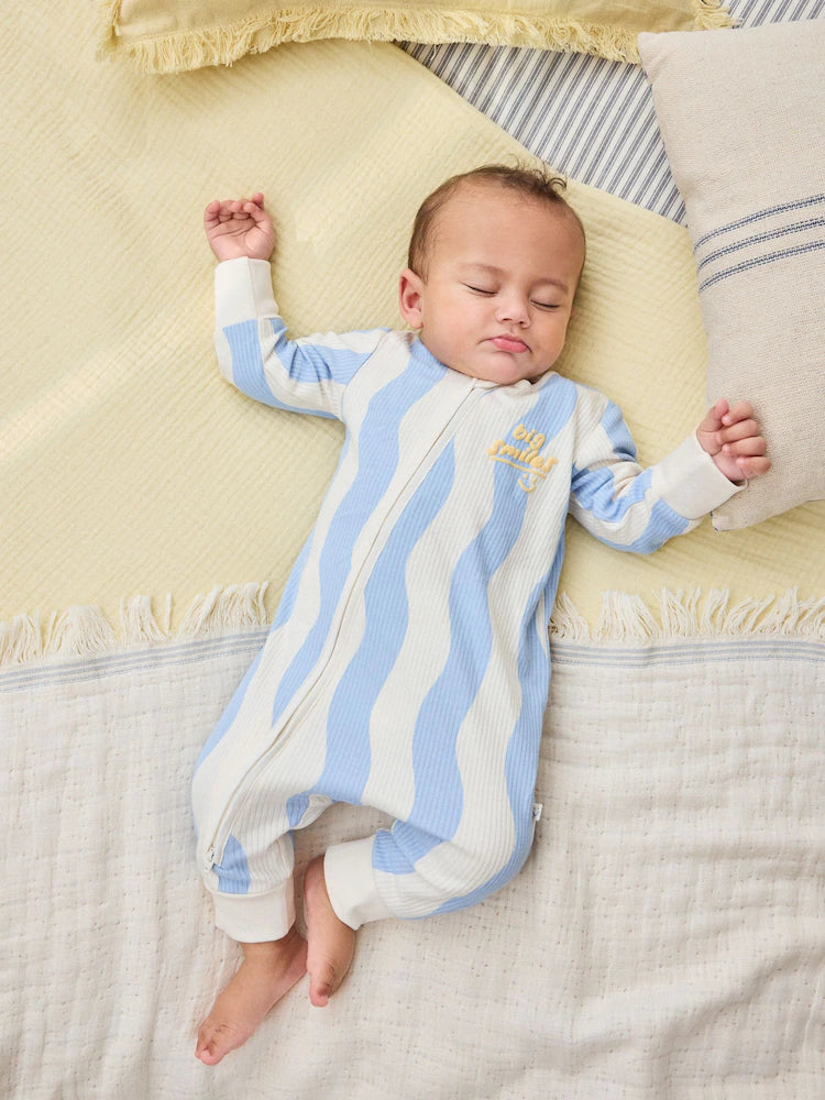 Yellow/Blue Sunshine Two Way Zip Baby Sleepsuits 3 Pack (0mths-3yrs)