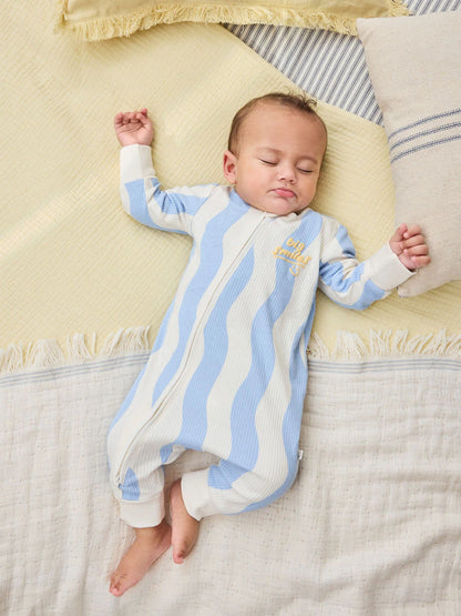 Yellow/Blue Sunshine Two Way Zip Baby Sleepsuits 3 Pack (0mths-3yrs)