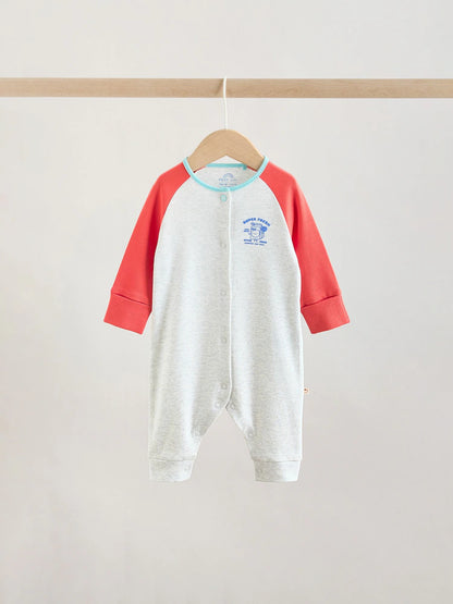 Multi Raglan Baby Sleepsuits 3 Pack (0mths-3yrs)