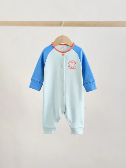 Multi Raglan Baby Sleepsuits 3 Pack (0mths-3yrs)