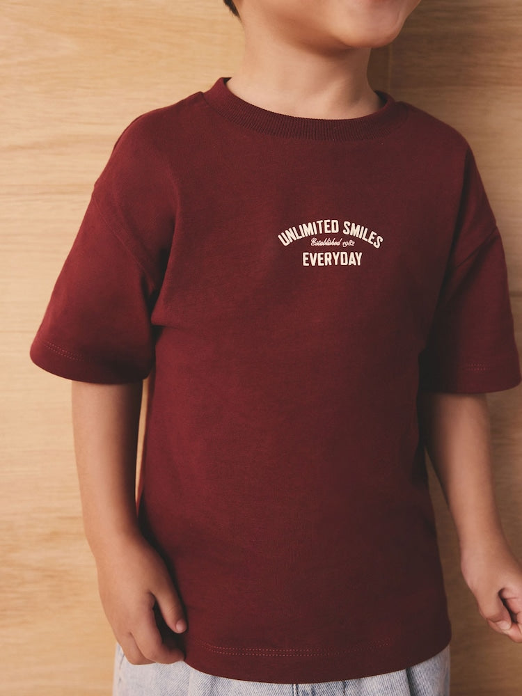Berry Red Slogan Short Sleeve Back Print T-Shirt (3mths-7yrs)