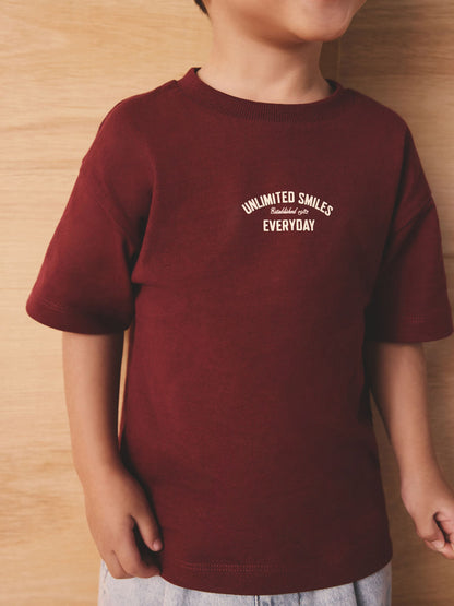 Berry Red Slogan Short Sleeve Back Print T-Shirt (3mths-7yrs) - Size 3-6 Months (62-68cm)