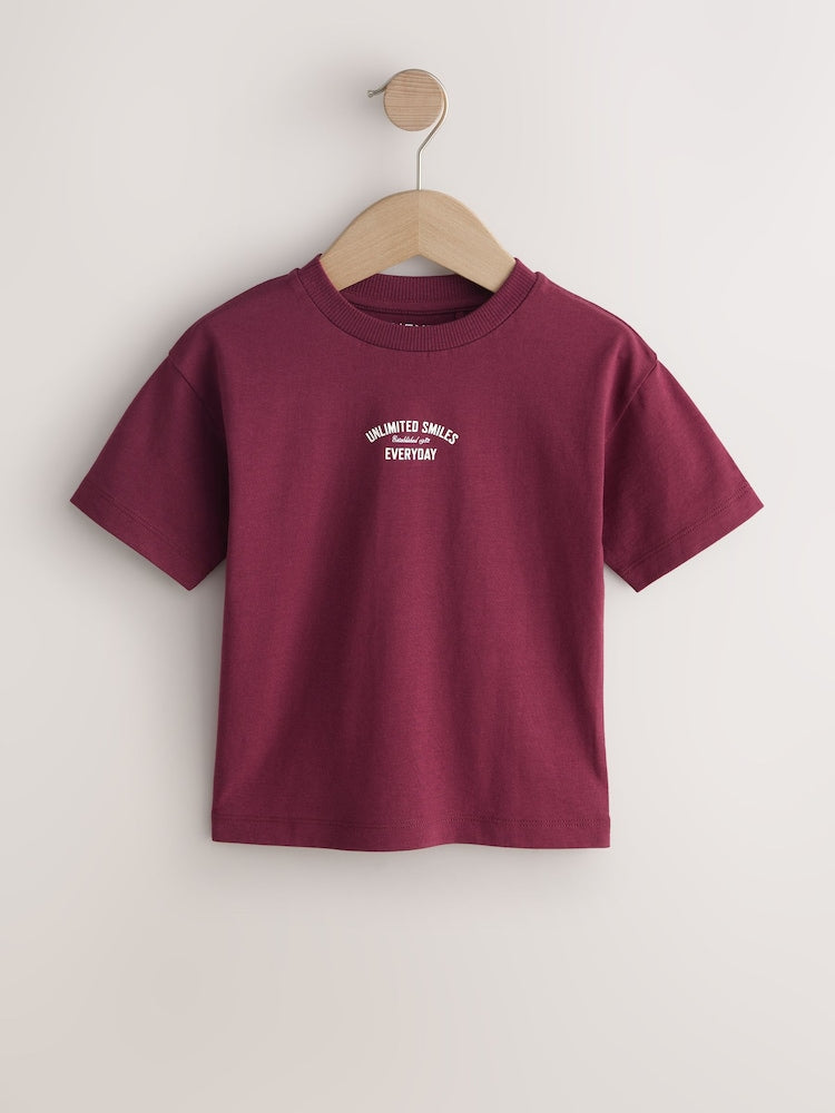Berry Red Slogan Short Sleeve Back Print T-Shirt (3mths-7yrs)
