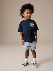 Navy Blue Trail Scene Short Sleeve Back Print T-Shirt (3mths-7yrs) - Size 3-6 Months (62-68cm)
