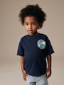 Navy Blue Trail Scene Short Sleeve Back Print T-Shirt (3mths-7yrs) - Size 3-6 Months (62-68cm)