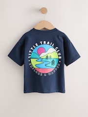 Navy Blue Trail Scene Short Sleeve Back Print T-Shirt (3mths-7yrs) - Size 3-6 Months (62-68cm)