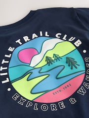 Navy Blue Trail Scene Short Sleeve Back Print T-Shirt (3mths-7yrs) - Size 3-6 Months (62-68cm)