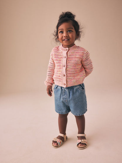 Fluro Orange Knitted Cardigan (3mths-10yrs) - Size 3-6 Months (62-68cm)