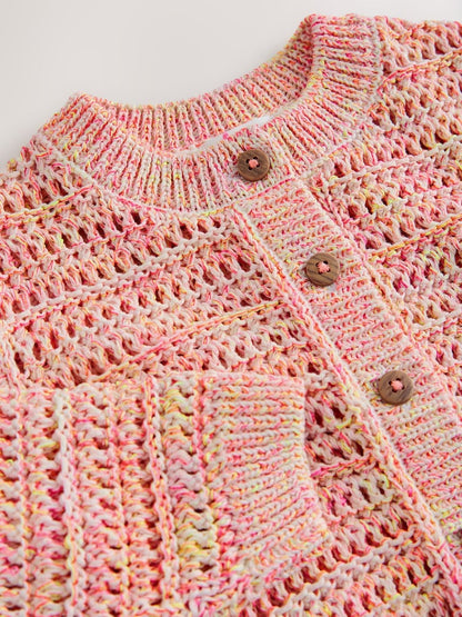 Fluro Orange Knitted Cardigan (3mths-10yrs) - Size 3-6 Months (62-68cm)