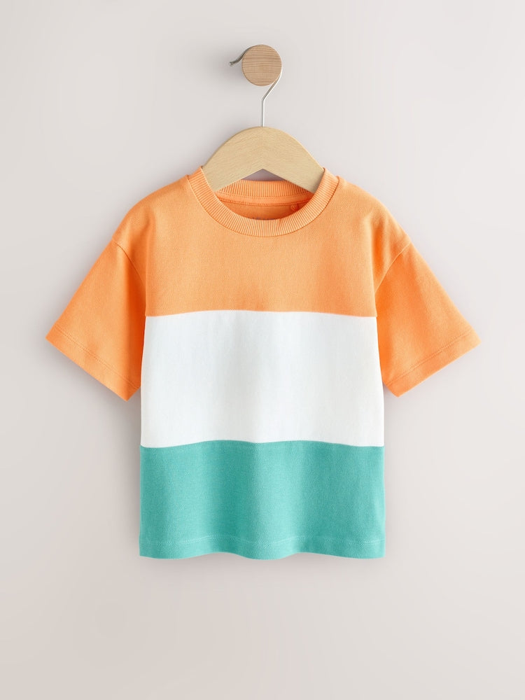 Orange/White/Blue Short Sleeve Colourblock T-Shirt (3mths-7yrs) (3mths-7yrs)