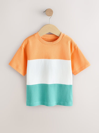 Orange/White/Blue Short Sleeve Colourblock T-Shirt (3mths-7yrs) (3mths-7yrs)