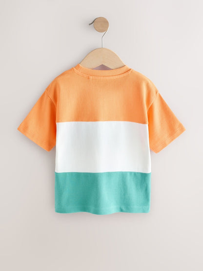 Orange/White/Blue Short Sleeve Colourblock T-Shirt (3mths-7yrs) (3mths-7yrs)