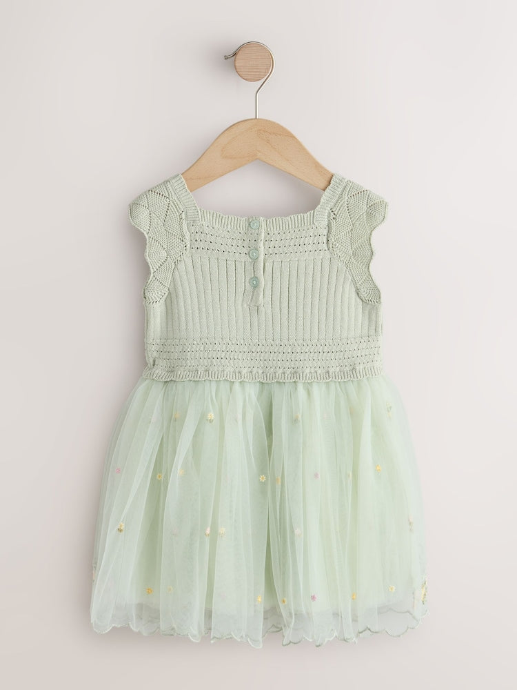 Sage Green Floral Crochet &amp; Tulle Party