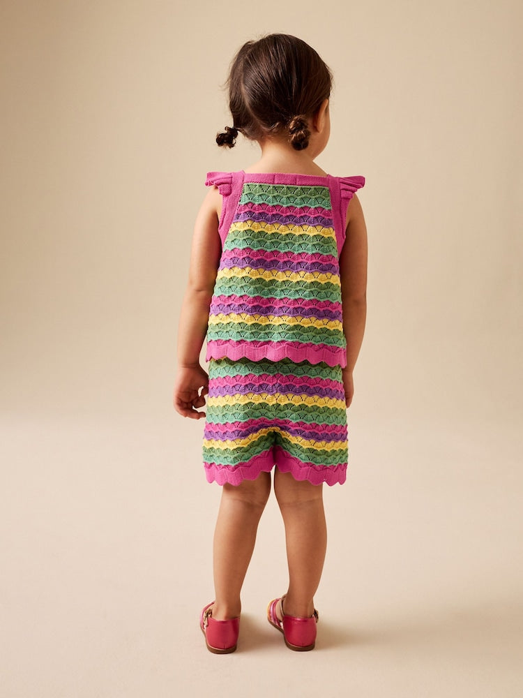 Bright Stripe Knitted Top And Shorts Set (3mths-7yrs)