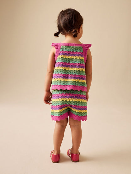 Bright Stripe Knitted Top And Shorts Set (3mths-7yrs)