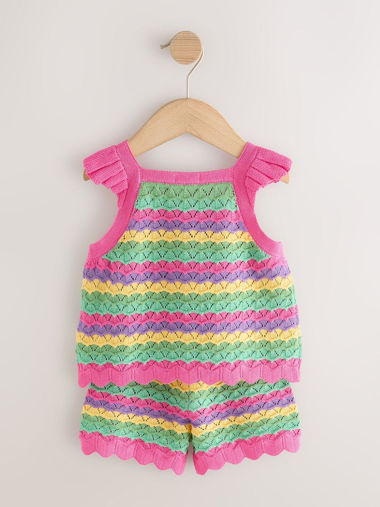 Bright Stripe Knitted Top And Shorts Set (3mths-7yrs)