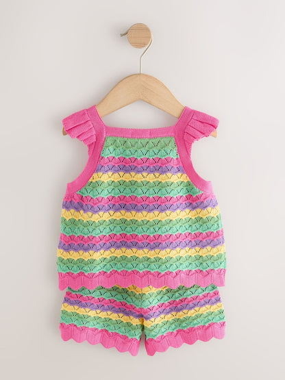 Bright Stripe Knitted Top And Shorts Set (3mths-7yrs)