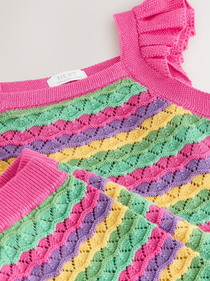 Bright Stripe Knitted Top And Shorts Set (3mths-7yrs)