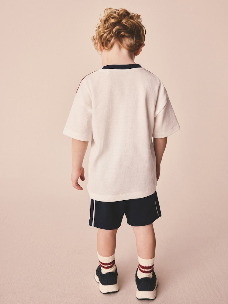 Navy/White Sporty Short Sleeve T-Shirt and Shorts Set (3mths-7yrs)