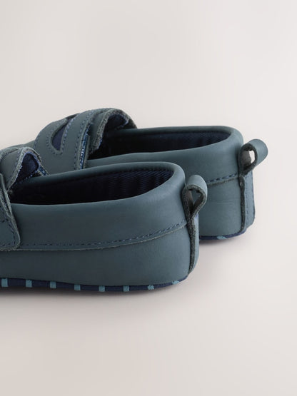 Navy Touch Fastening Baby Loafers (0-2mths)