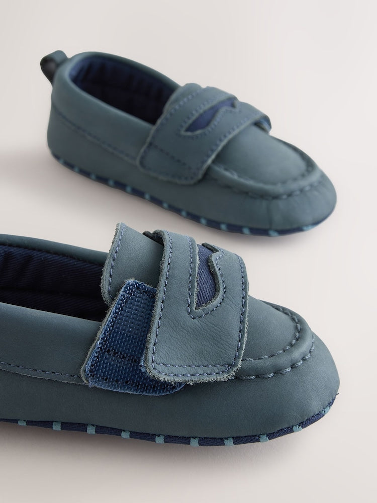Navy Touch Fastening Baby Loafers (0-2mths)