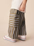 Khaki/Blue Stripe Side Pocket Wide Trousers (3mths-7yrs) - Khaki/Blue Stripe / 12-18 Months (80-86cm)