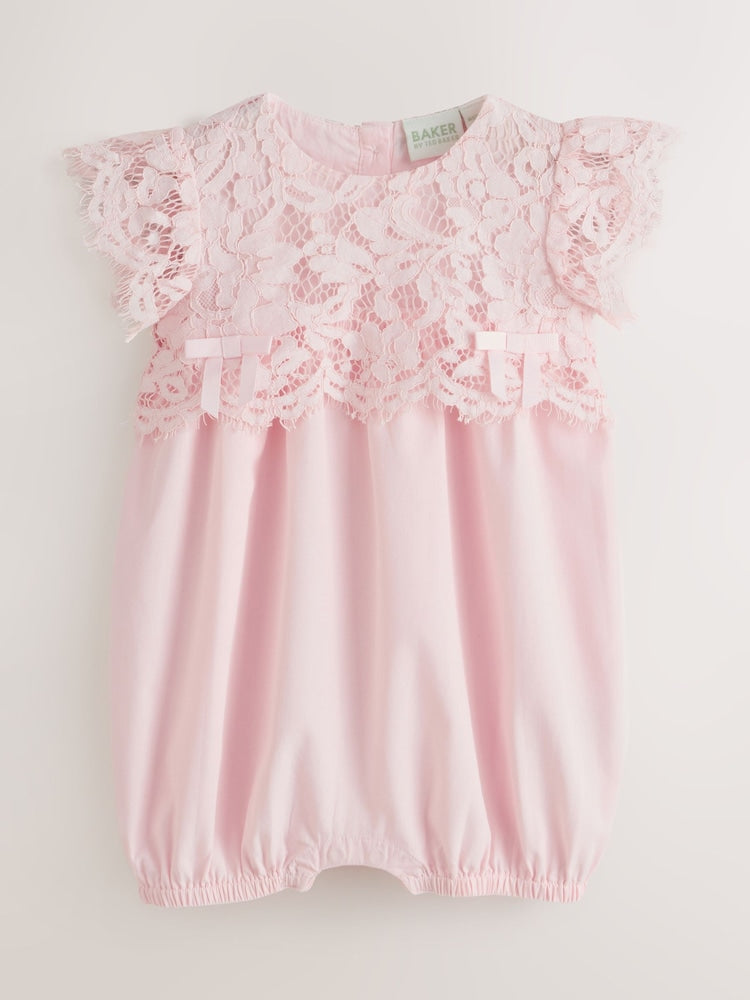 Baker by Ted Baker Lace Overlay Cotton Romper - Up To 3 Months (50 - 62cm)