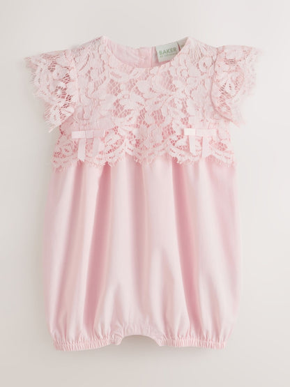 Baker by Ted Baker Lace Overlay Cotton Romper - Up To 3 Months (50 - 62cm)