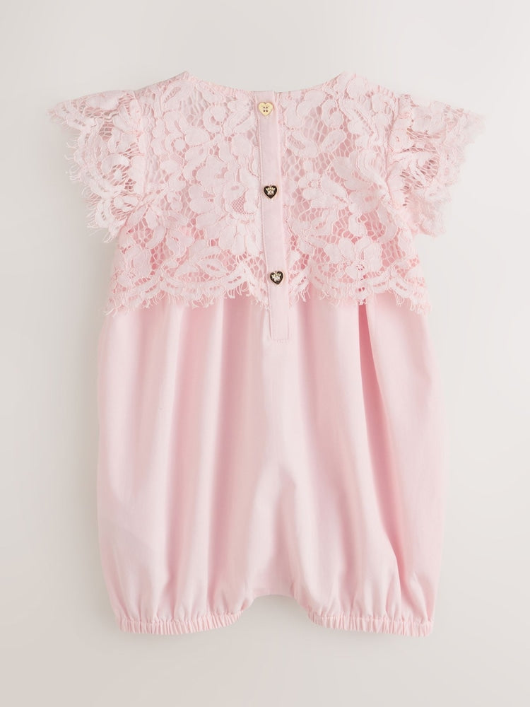 Baker by Ted Baker Lace Overlay Cotton Romper