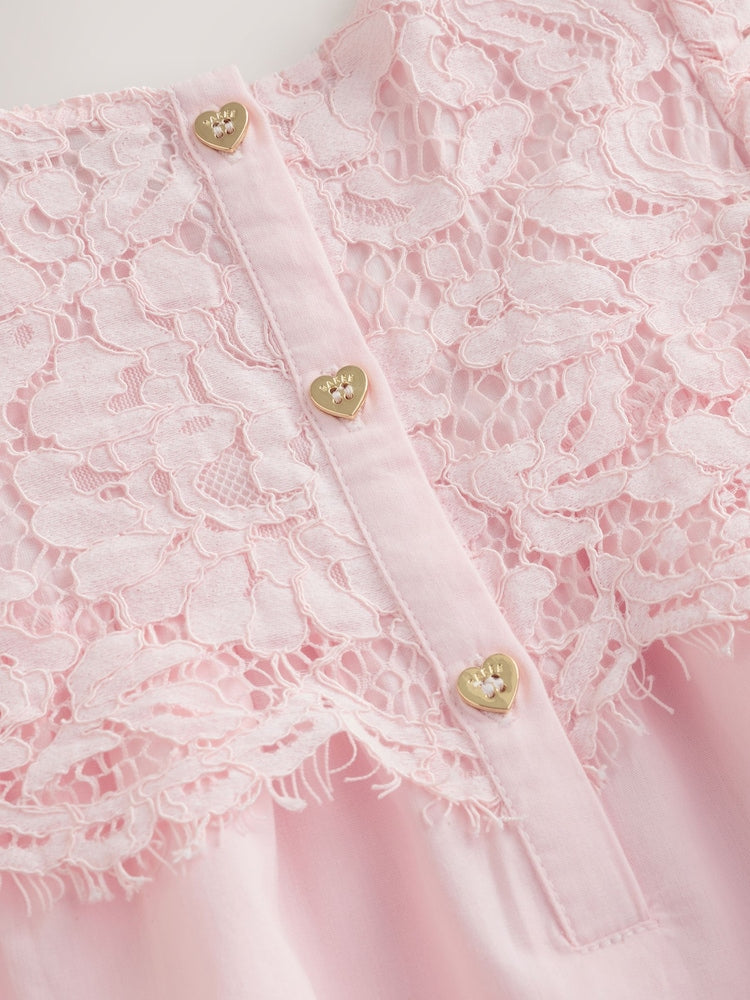 Baker by Ted Baker Lace Overlay Cotton Romper