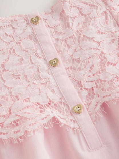 Baker by Ted Baker Lace Overlay Cotton Romper