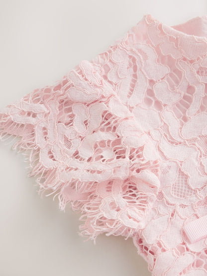 Baker by Ted Baker Lace Overlay Cotton Romper