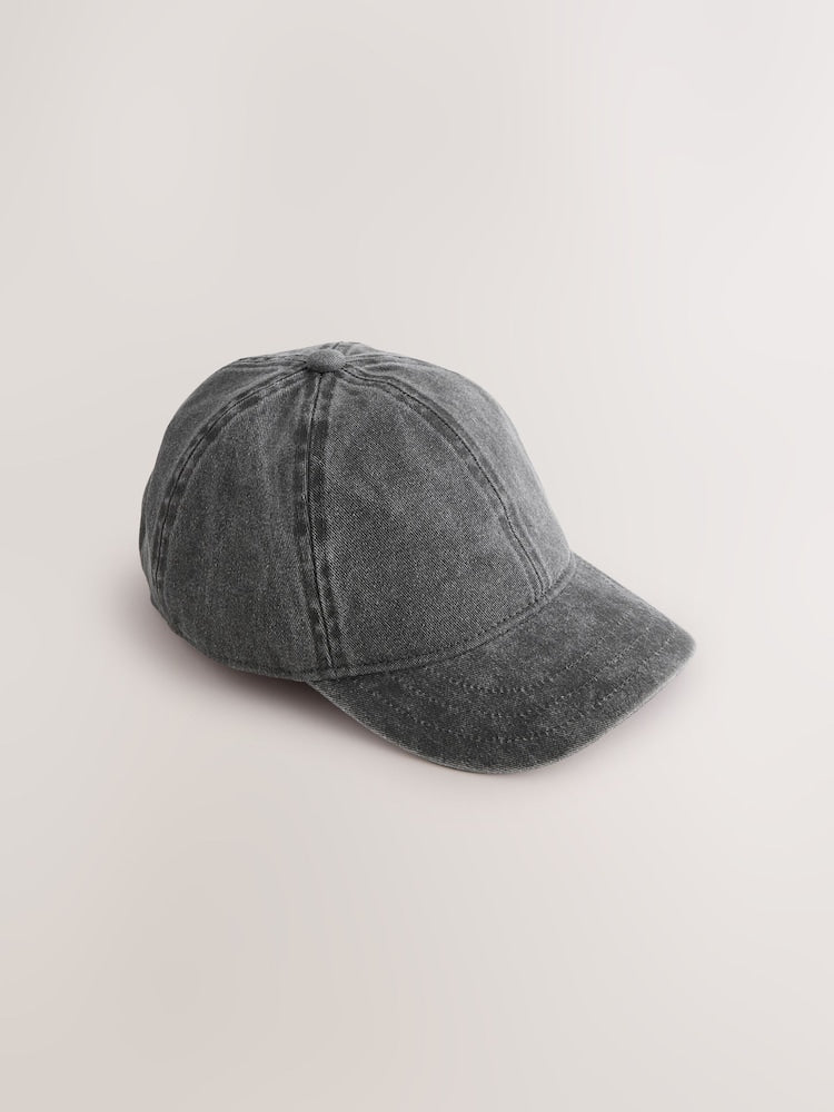 Washed Black Cotton Baseball Cap Hat (1-16yrs)