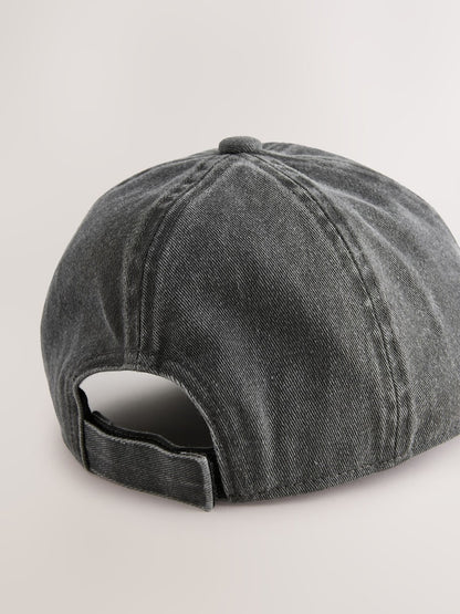 Washed Black Cotton Baseball Cap Hat (1-16yrs)