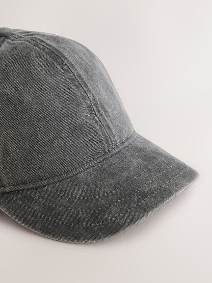 Washed Black Cotton Baseball Cap Hat (1-16yrs)