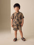 Brown All over Print Palm Short Sleeve Double Cloth Shirt & Shorts Set (3mths-10yrs) - Size 3-6 Months (62-68cm) - Brown All over Print Palm