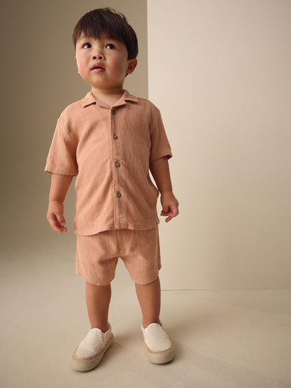 Terracota Short Sleeve Revere Collar Shirt &amp; Shorts Set (3mths-10yrs)