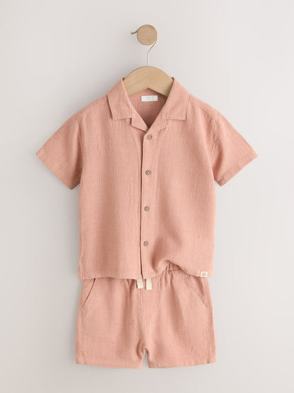 Terracota Short Sleeve Revere Collar Shirt &amp; Shorts Set (3mths-10yrs)
