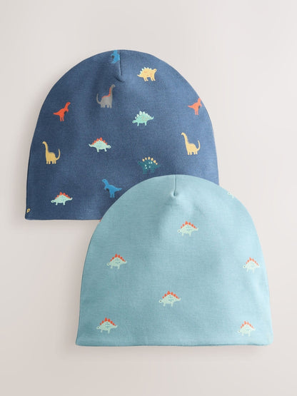 Dino Jersey Beanies 2 Pack (1-16yrs) - Dino / 7-10 Years (122-140cm)